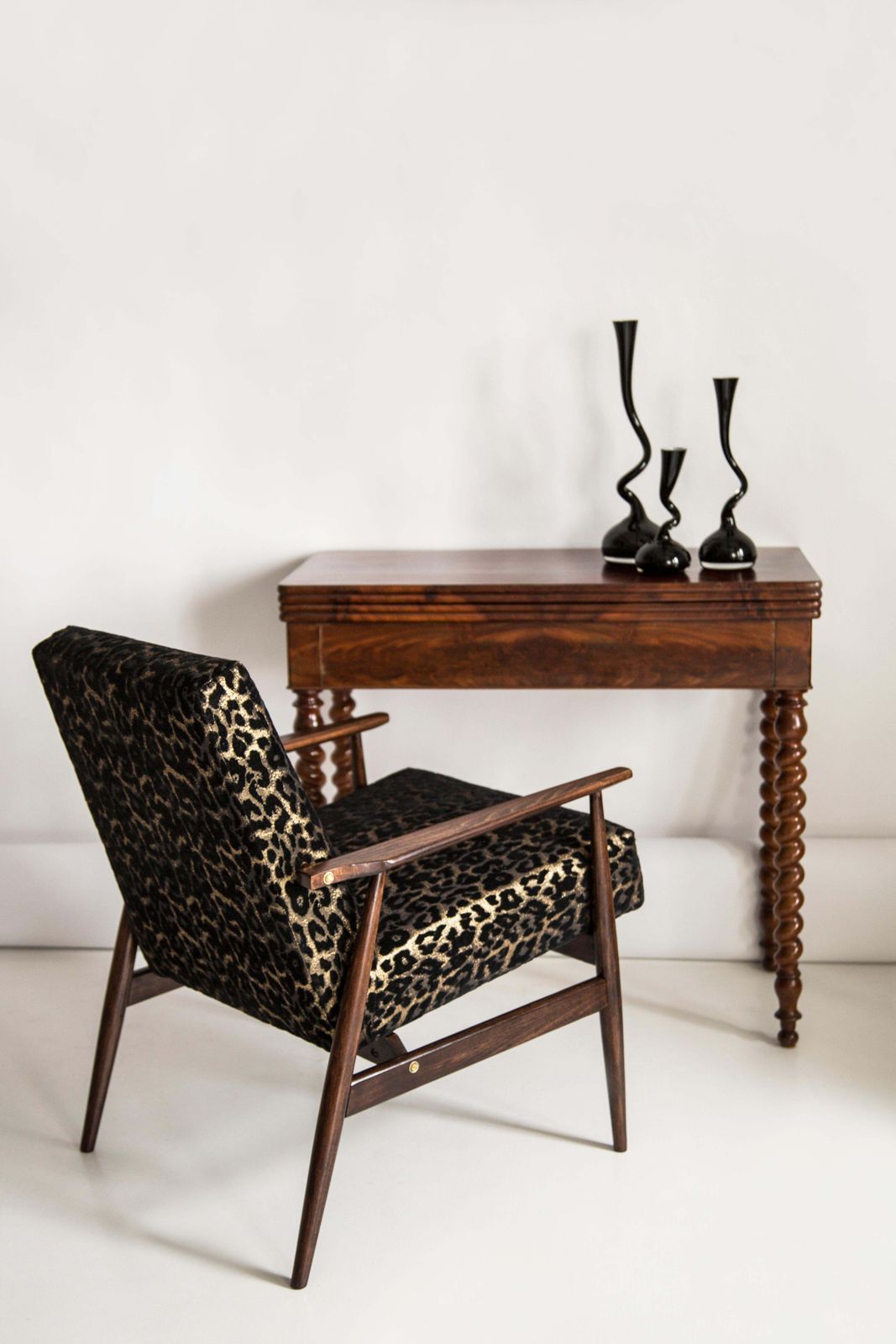 Pair Of Mid Century Leopard Print Velvet Dante Armchairs, H. Lis, Europe, 1960s photo furniture