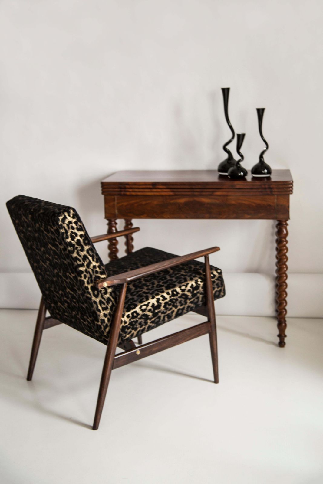 Pair Of Mid Century Leopard Print Velvet Dante Armchairs, H. Lis, Europe, 1960s photo for sale
