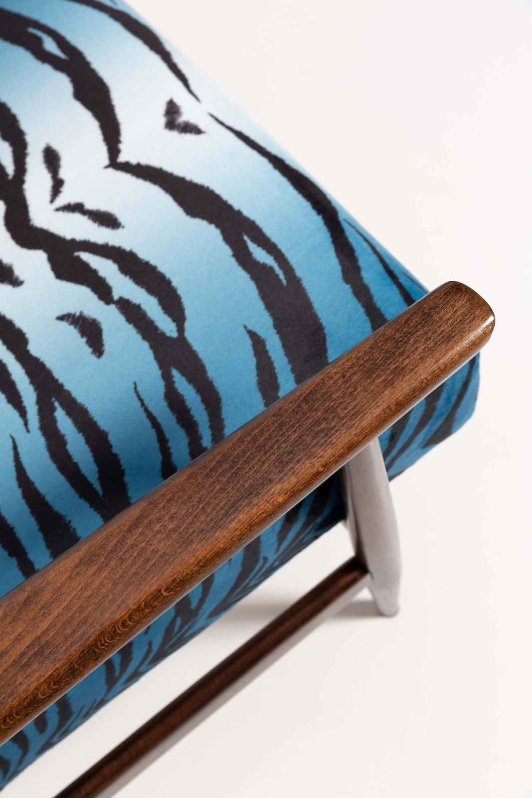 Set Of Two Midcentury Blue Zebra Print Velvet Dante Armchairs, H. Lis, 1960s photo Furniture