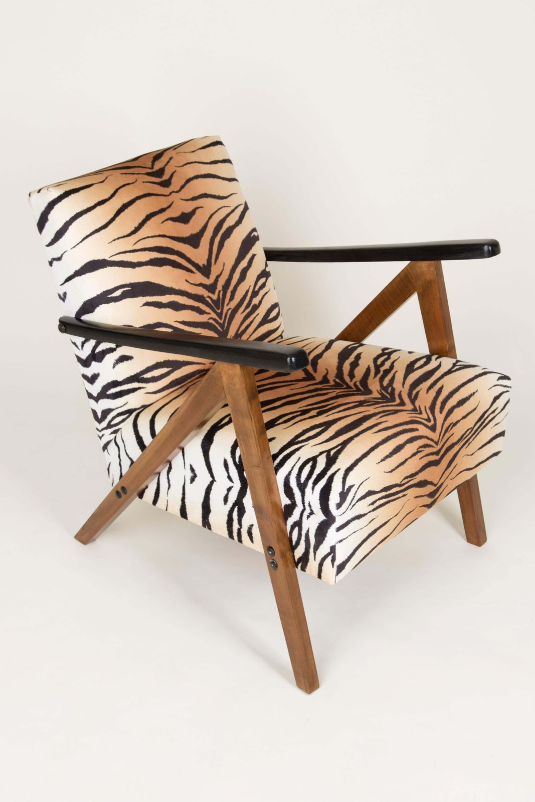 Mid Century Modern Tiger Print Armchair And Stool, 1960s, Germany photo 1871.0