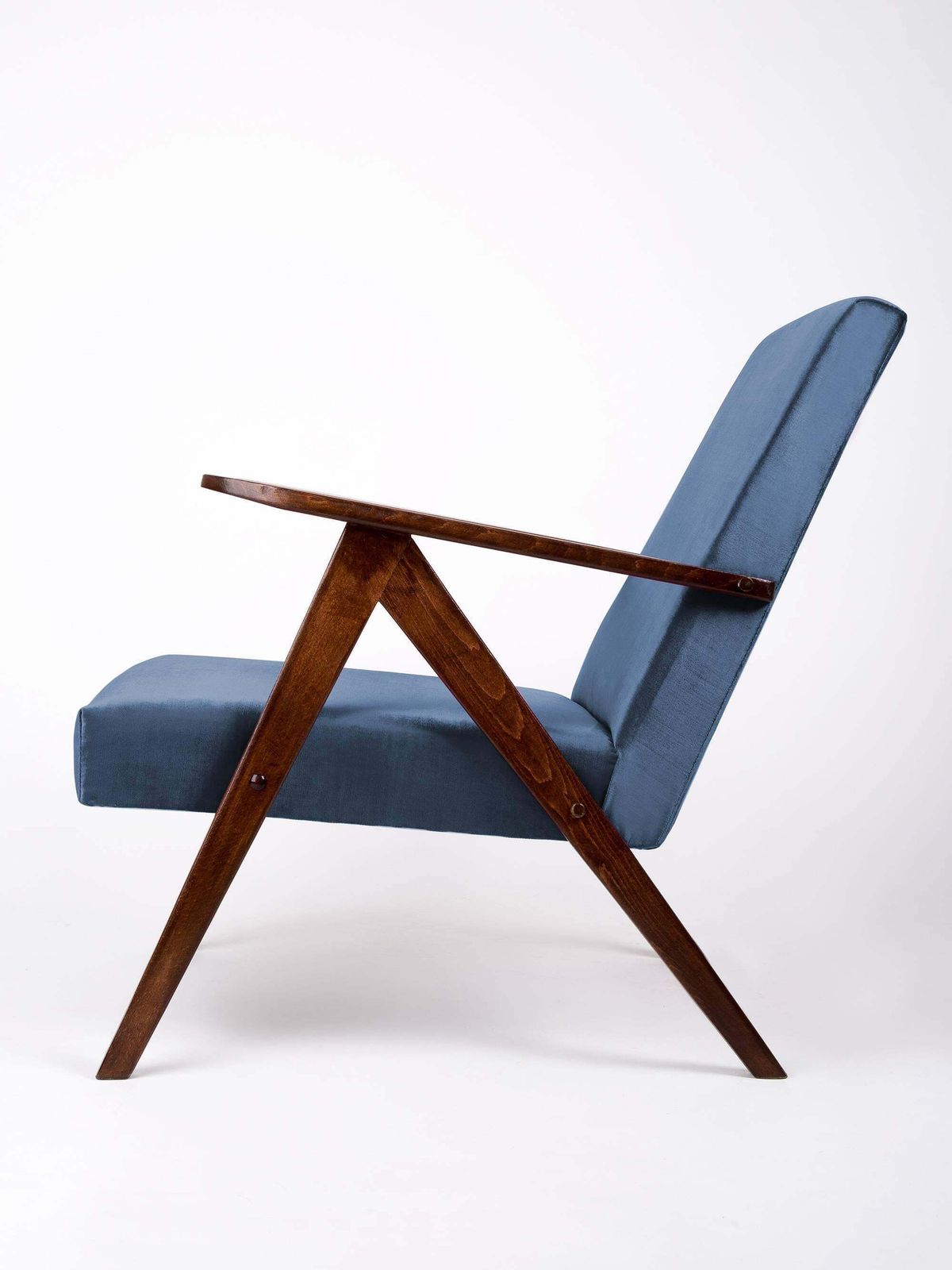Pair Of Mid Century Modern Navy Blue Armchairs, 1960s photo vinterior