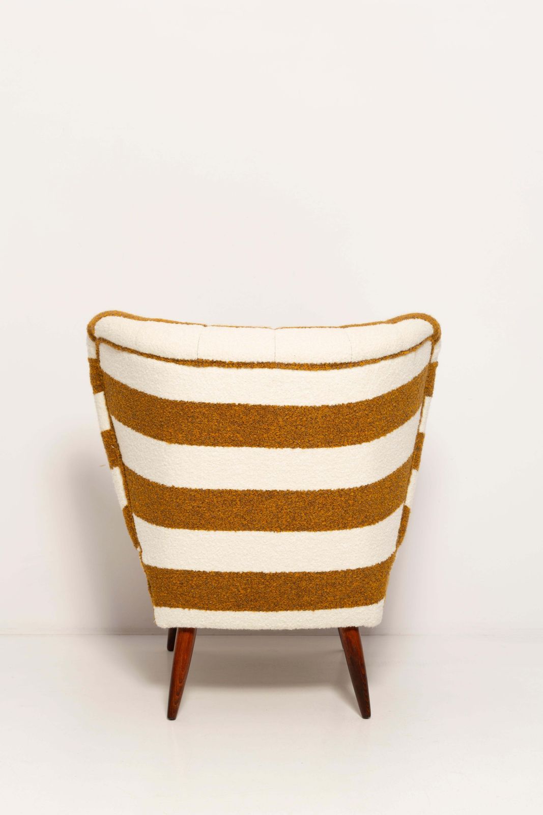 photo for sale Pai Of Mid Century White And Mustard Boucle Club Armchairs, Europe, 1960s