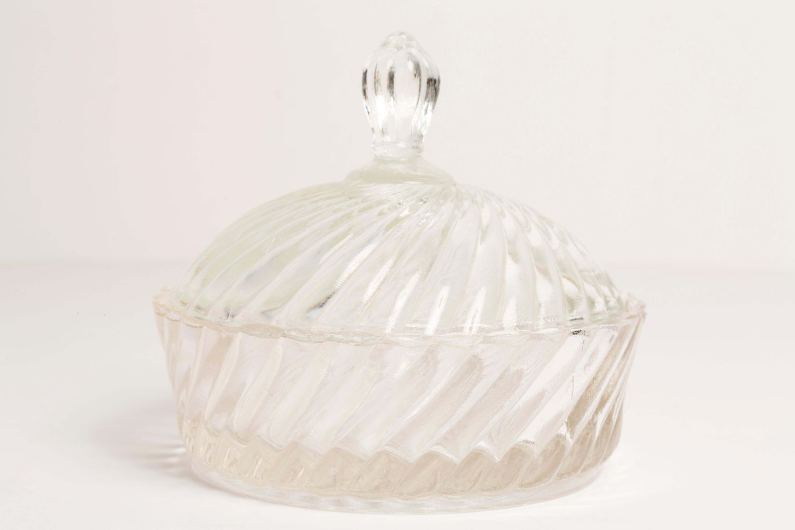 Midcentury Vintage Transparent Crystal Glass Sugar Bowl, Italy, 1960s photo vinterior
