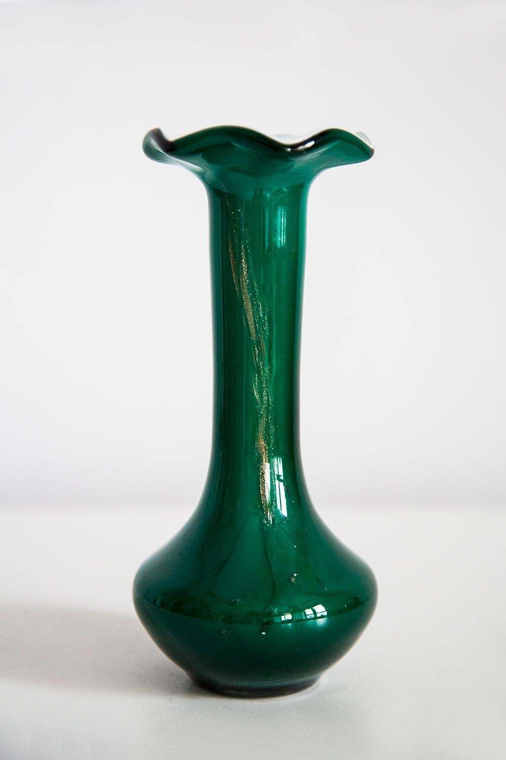 Mid Century Small Green Decorative Glass Vase, Europe, 1960s photo 60.0