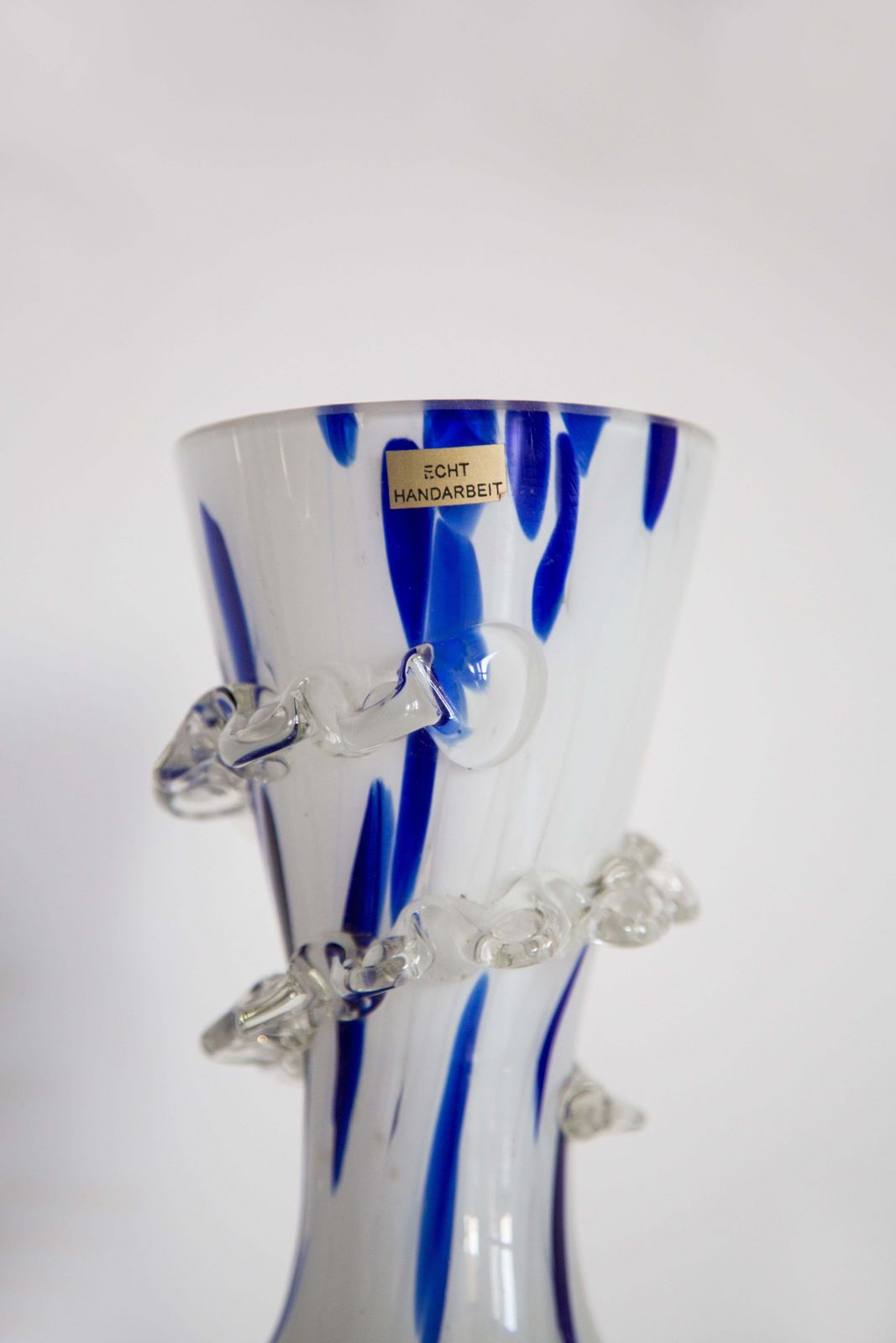 Mid Century Vintage Artistic Glass White And Blue Vase, Europe, 1970s photo 102.0