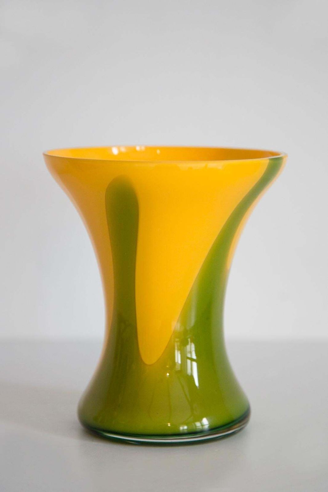 Mid Century Green And Yellow Hand Made Artistic Vase, Europe, 1960s photo vinterior