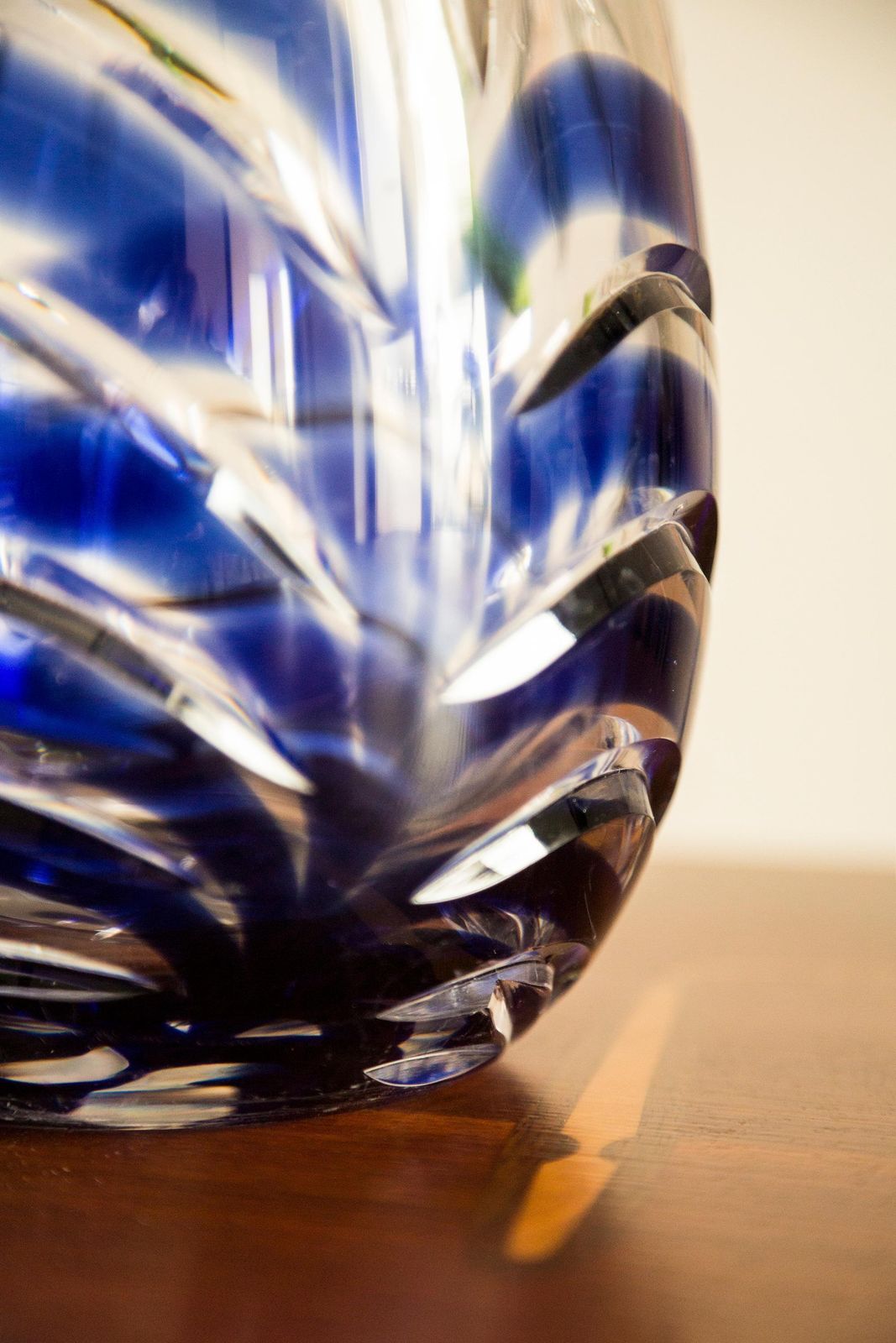 Mid Century Vintage Transparent And Blue Crystal Vase, Italy, 1960s photo 102.0