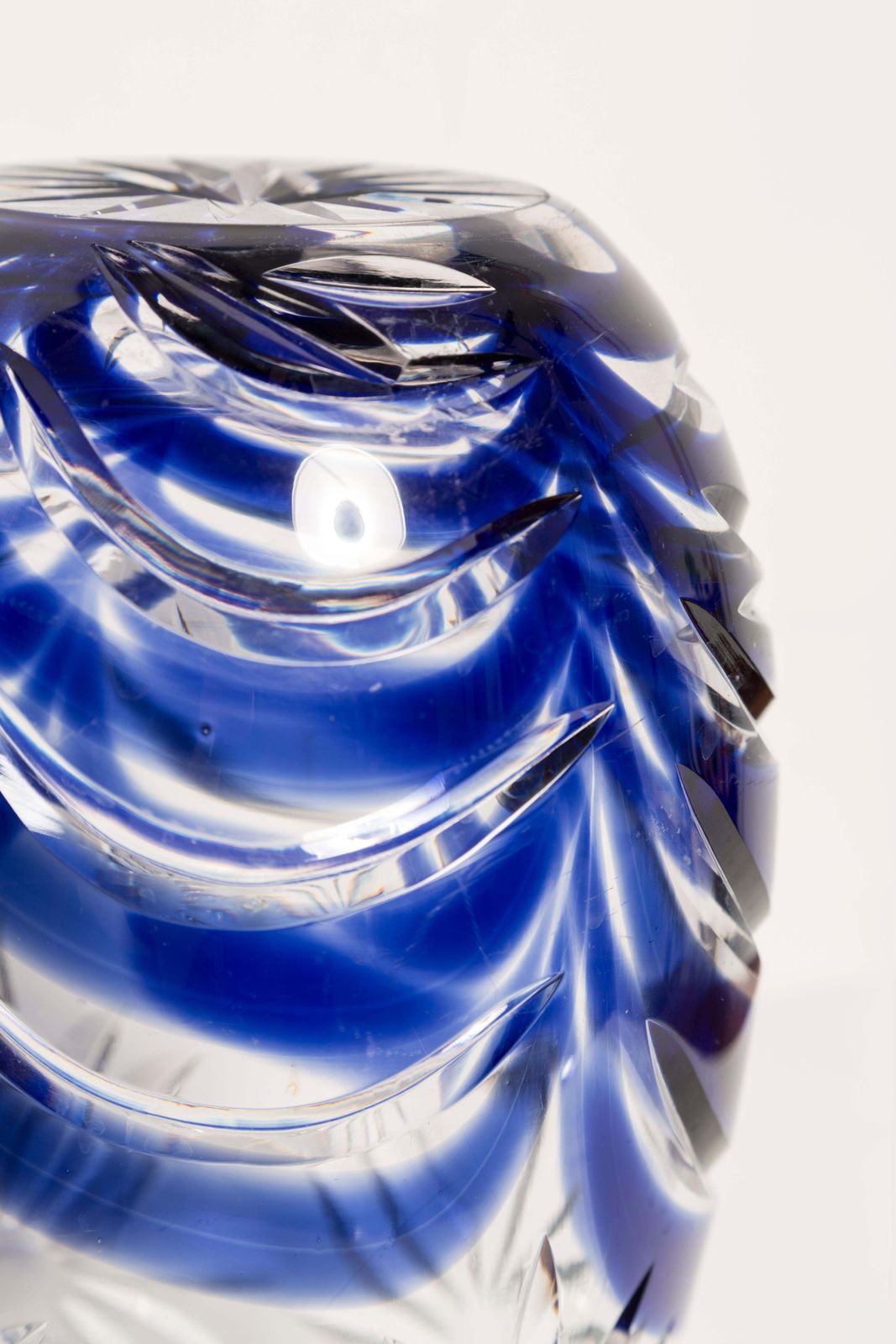 Home Decor Mid Century Vintage Transparent And Blue Crystal Vase, Italy, 1960s photo
