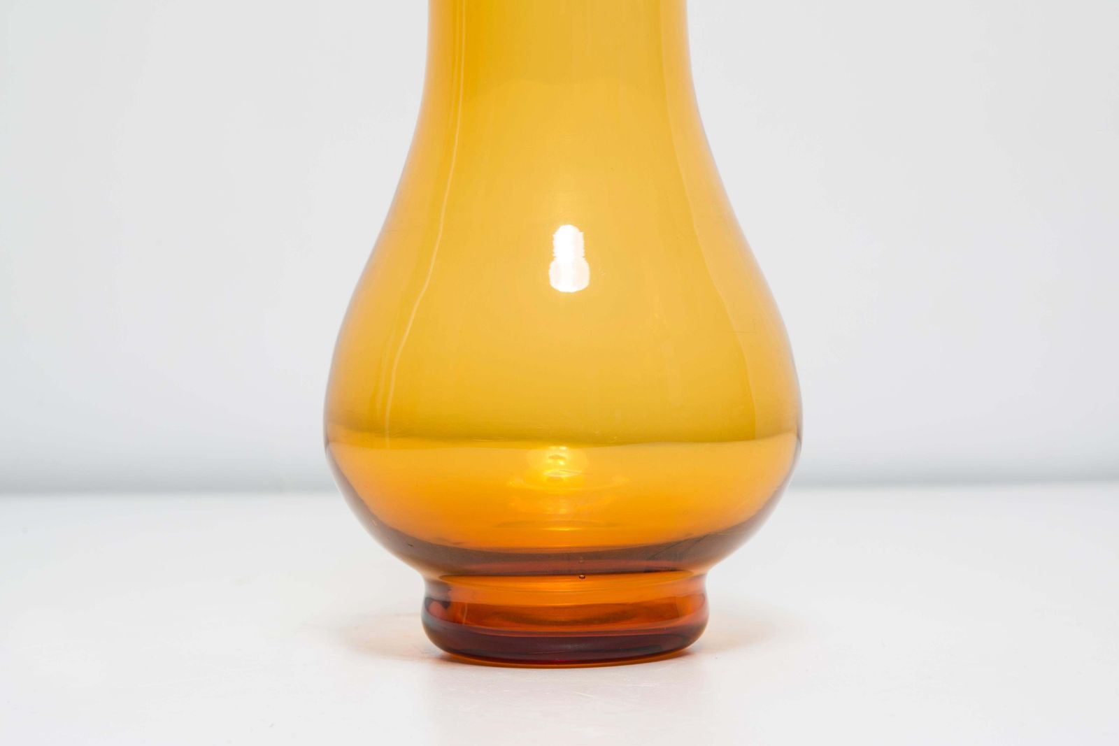 Mid Century Vintage Artistic Glass Yellow Light Vase, Europe, 1970s photo vinterior