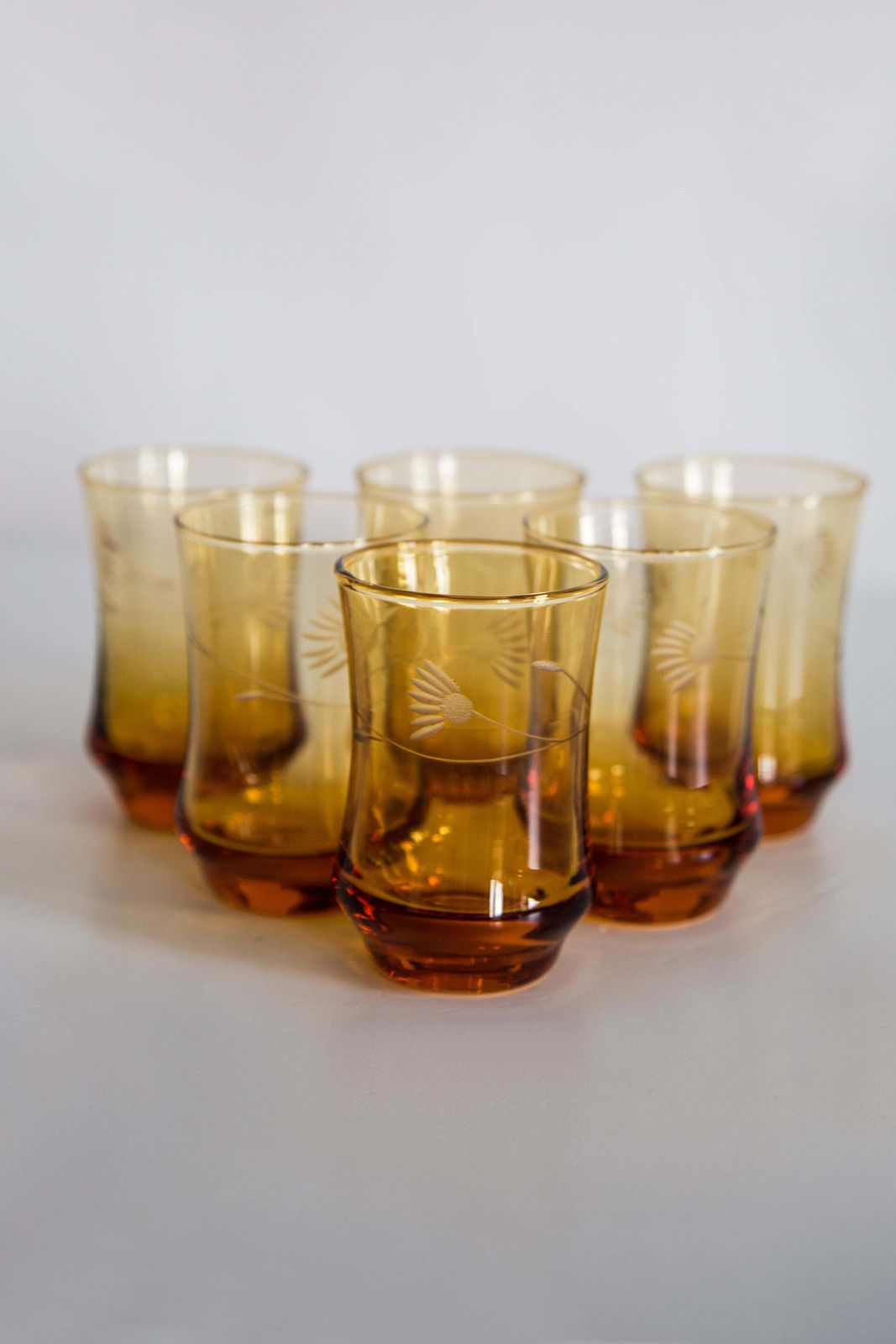photo furniture Set Of Six Mid Century Glasses And Yellow Pot, Murano, Europe, 1960s