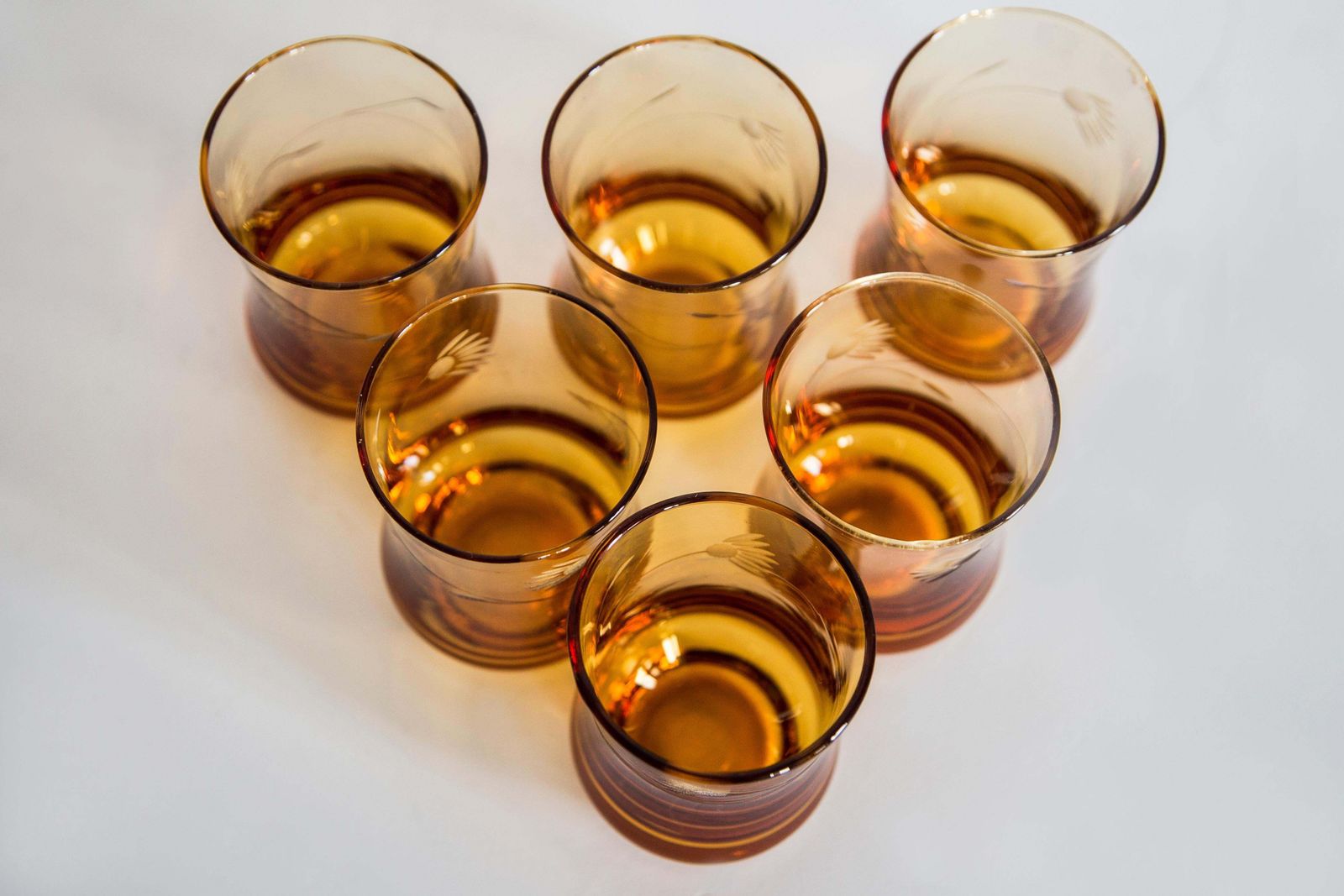 photo for sale Set Of Six Mid Century Glasses And Yellow Pot, Murano, Europe, 1960s