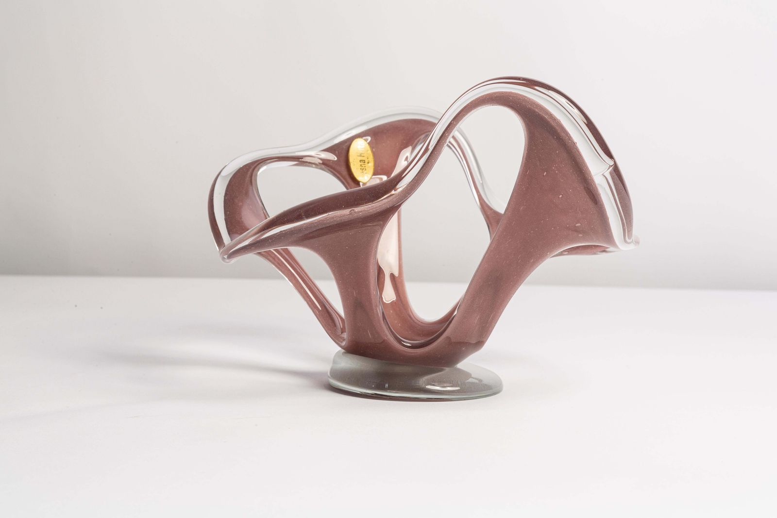 Mid Century Vintage Beige Artistic Glass Vase, Europe, 1970s photo vinterior