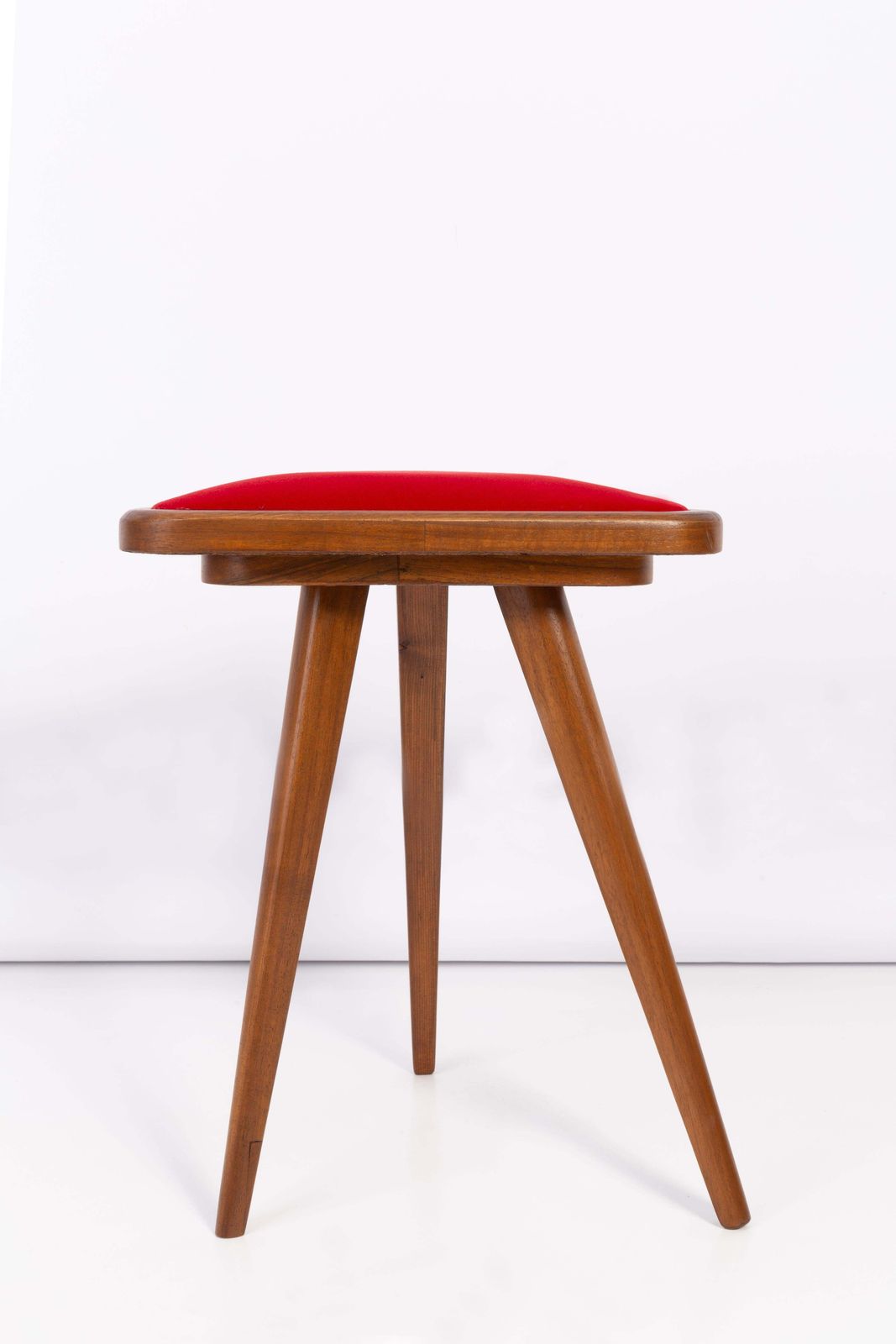 Set Of Two Red Velvet 20th Century Triangle Stools, Europe, 1960s photo Furniture