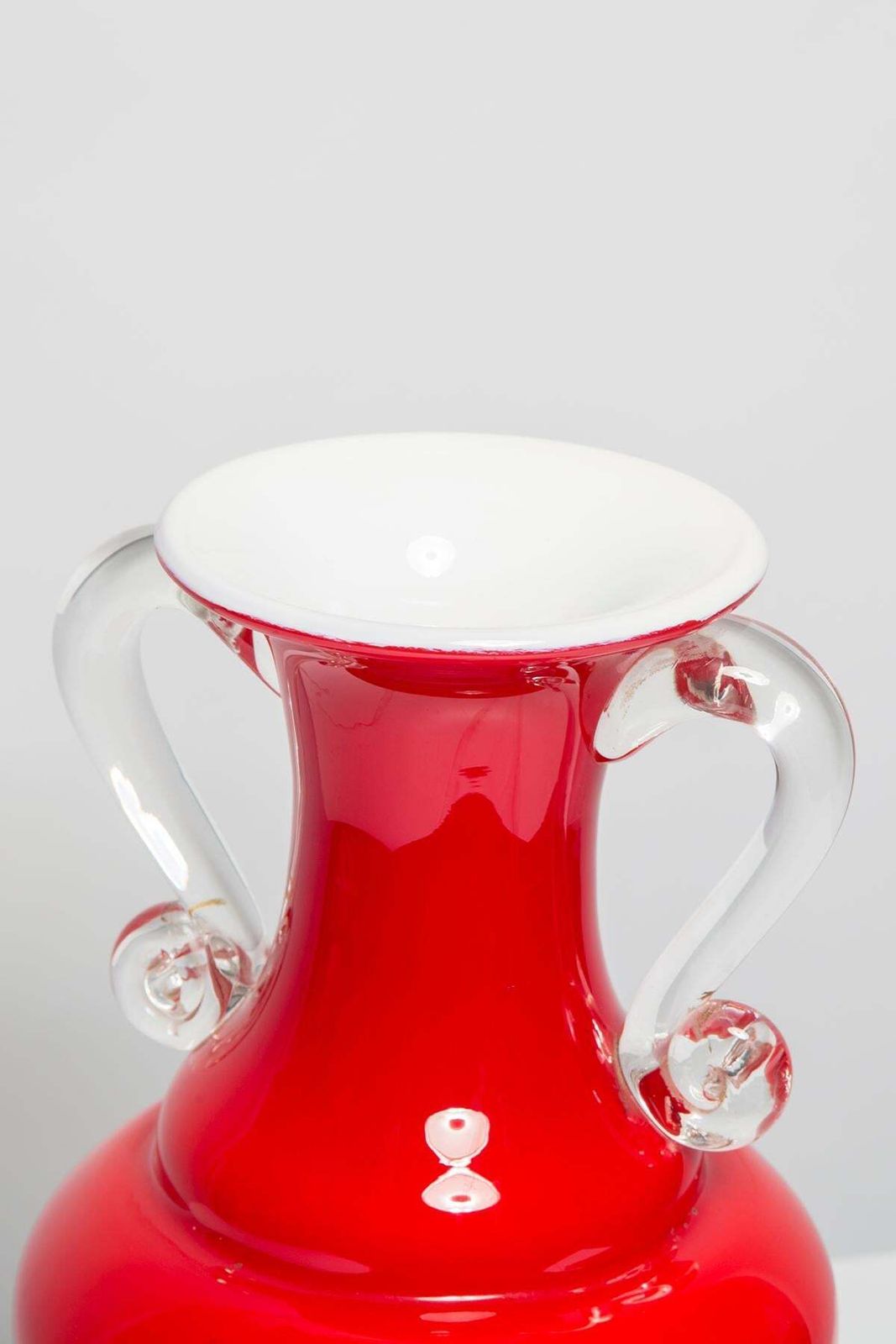 Mid Century Vintage Artistic Glass Red Vase Big, Europe, 1970s photo vintage