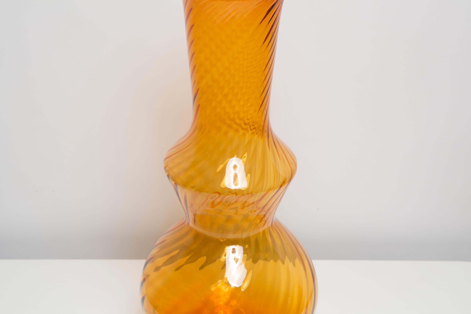 Mid Century Artistic Glass Yellow Vase, Tarnowiec, Sulczan, Europe, 1970s photo vinterior