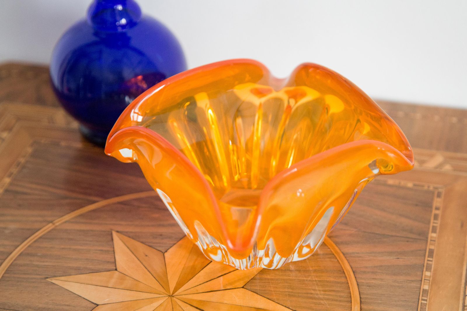 Mid Century Murano Orange Glass Bowl Ashtray, Italy, 1970s photo for sale