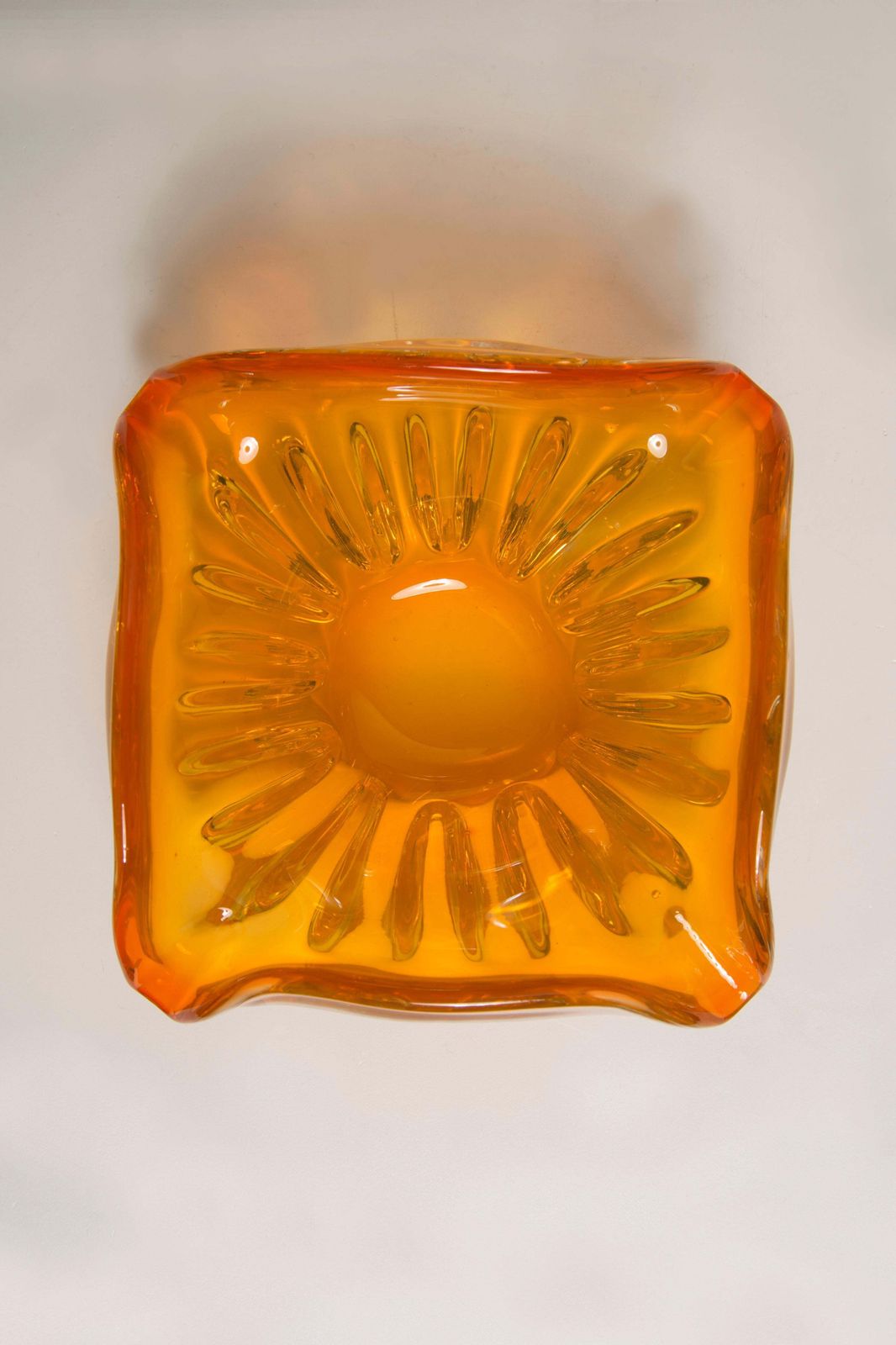 155.0 Mid Century Murano Orange Glass Bowl Ashtray, Italy, 1970s photo