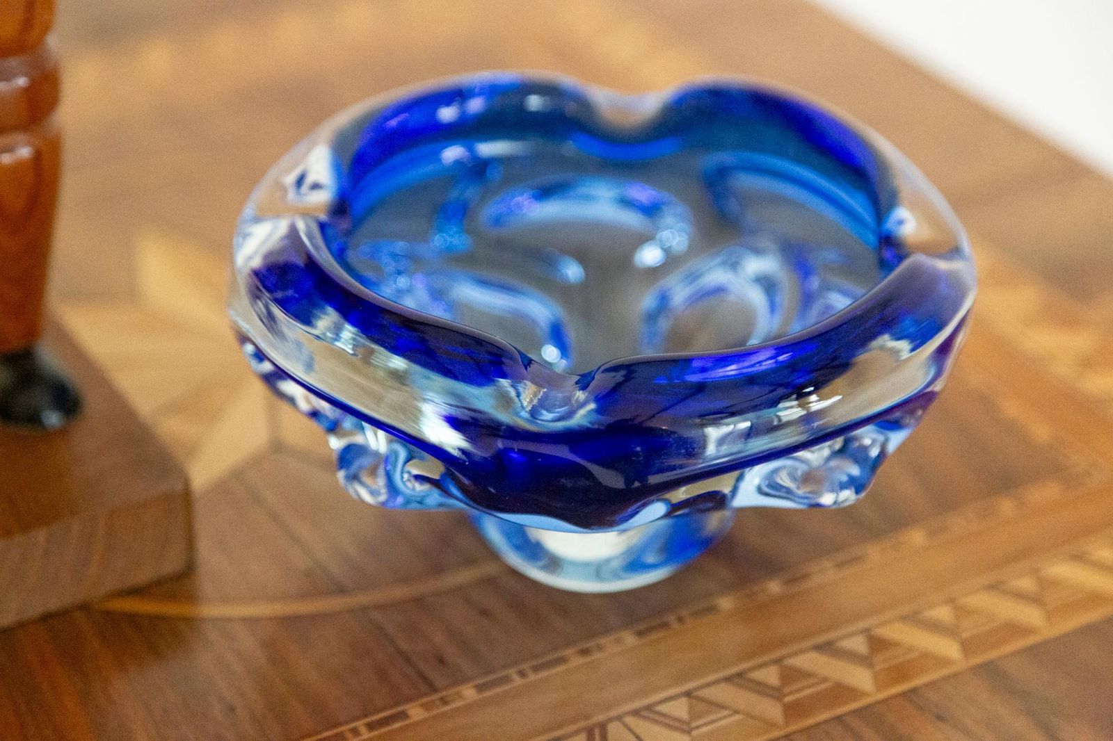 Mid Century Blue Artistic Glass Bowl Ashtray, Italy, 1970s photo 212.0