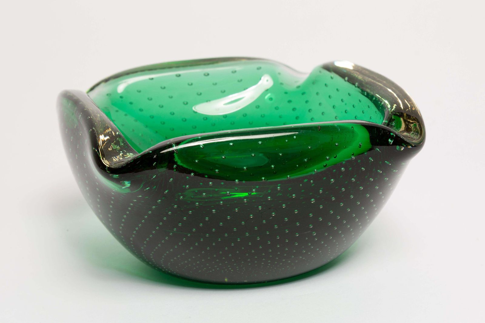 Mid Century Green Glass Bowl Ashtray Element, Italy, 1970s photo for sale