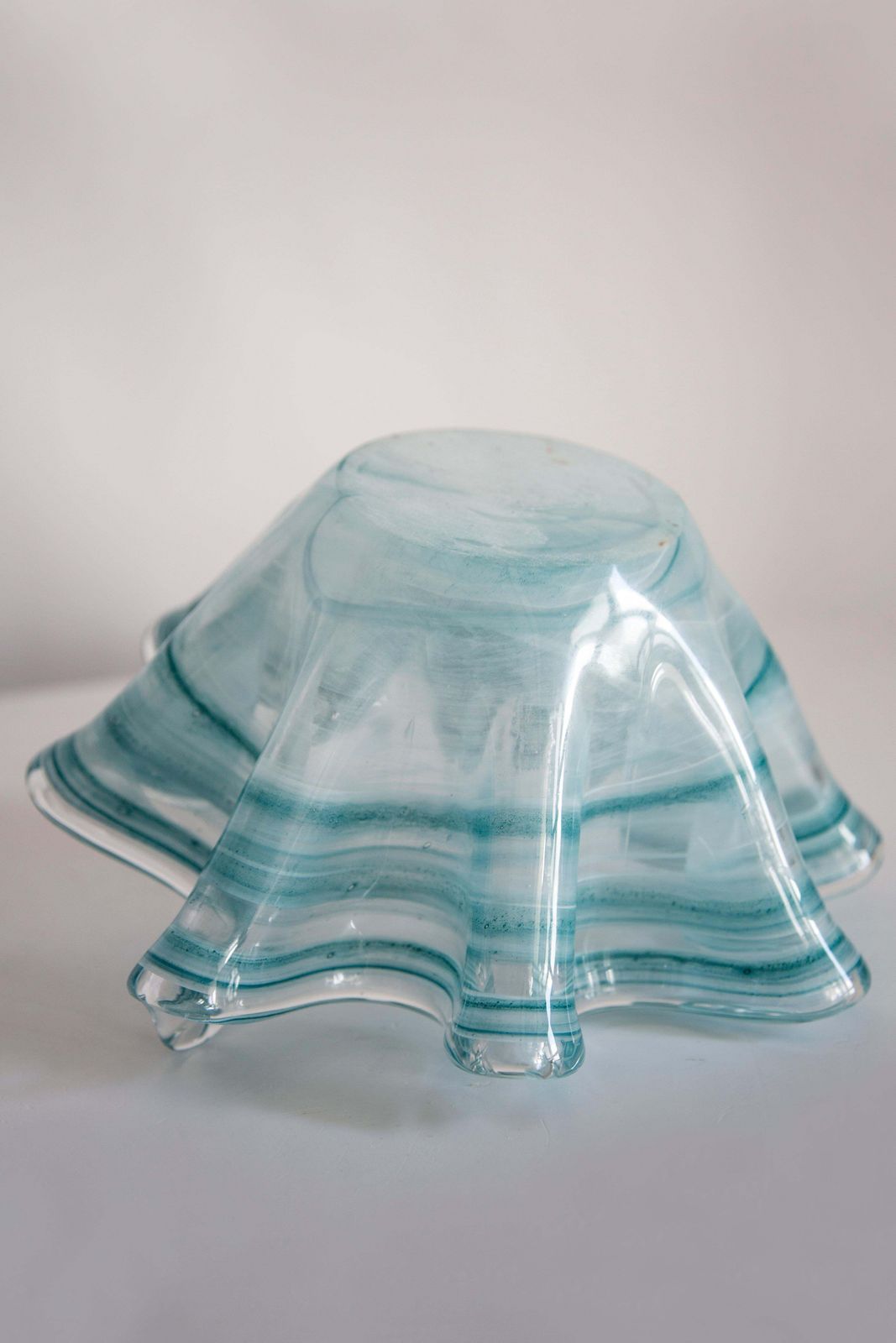 photo furniture Mid Century Style Murano Glass Big Acqua Blue Green Bowl, Italy, 2000s