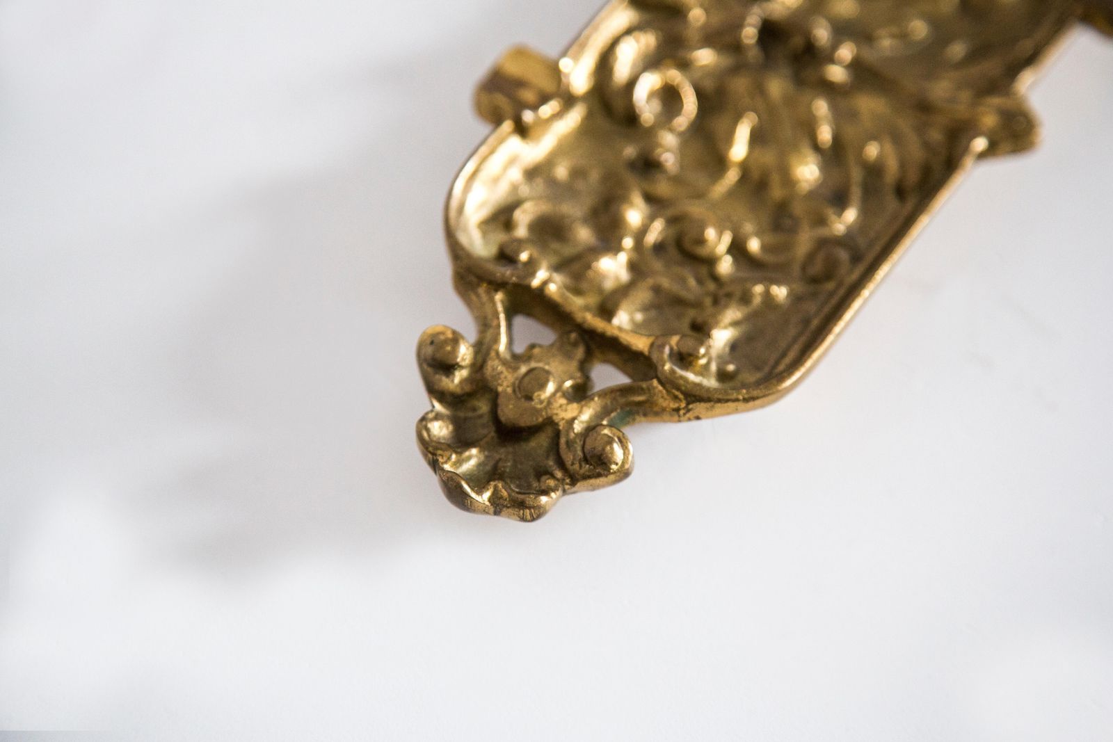 Home Decor Mid Century Brass Metal Small Plate Bowl Ashtray, Gold Flowers, Italy, 1970s photo
