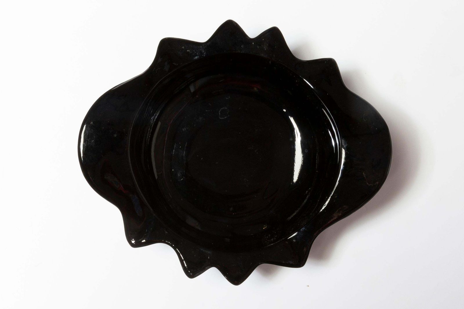 Mid Century Black Small Glass Bowl Ashtray Element, Italy, 1970s photo Home Decor