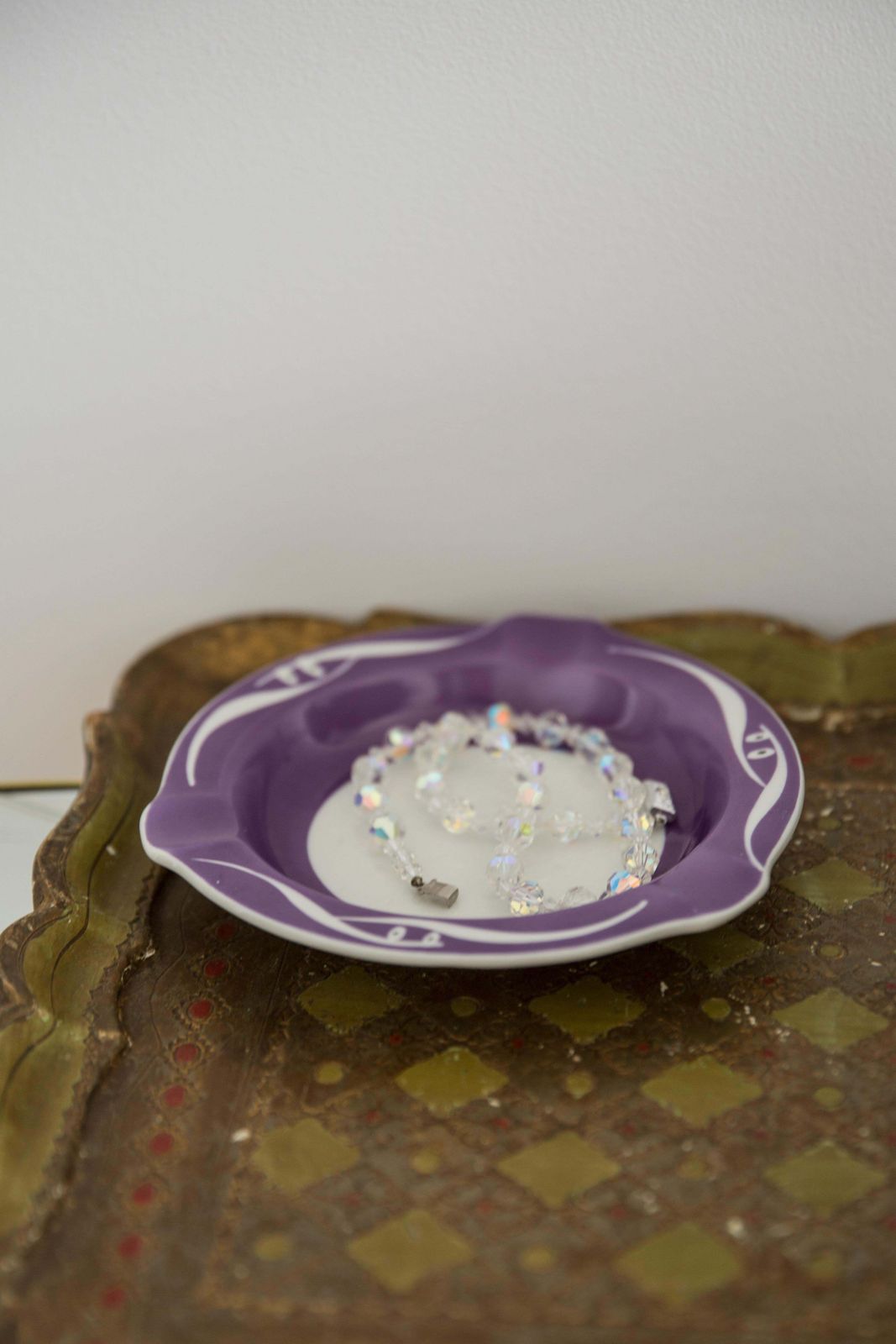 photo furniture Mid Century Porcelain Ceramic Purple Violet Ashtray, Europe, 1970s