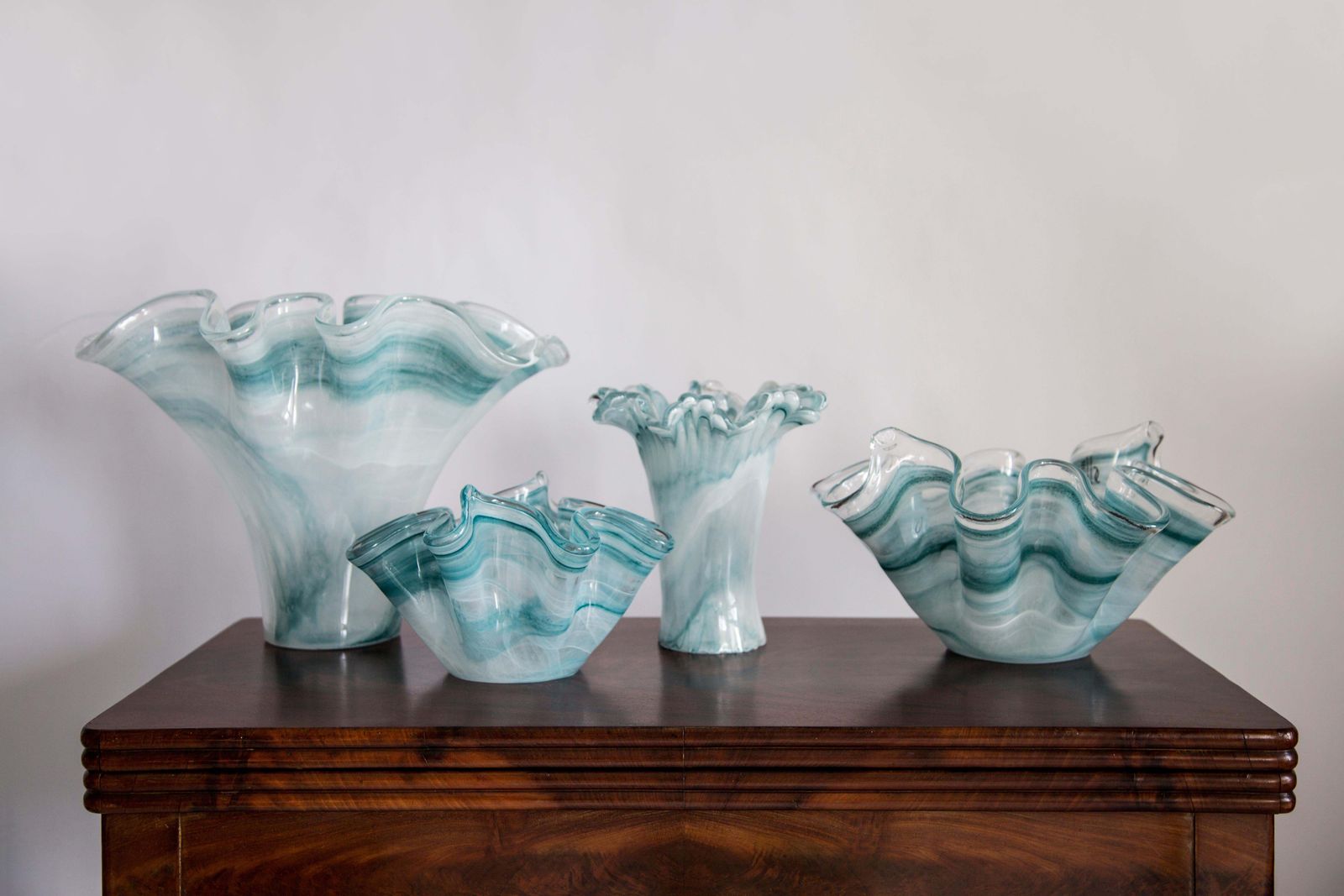 Mid Century Style Murano Glass Big Acqua Blue Green Bowl, Italy, 2000s photo furniture