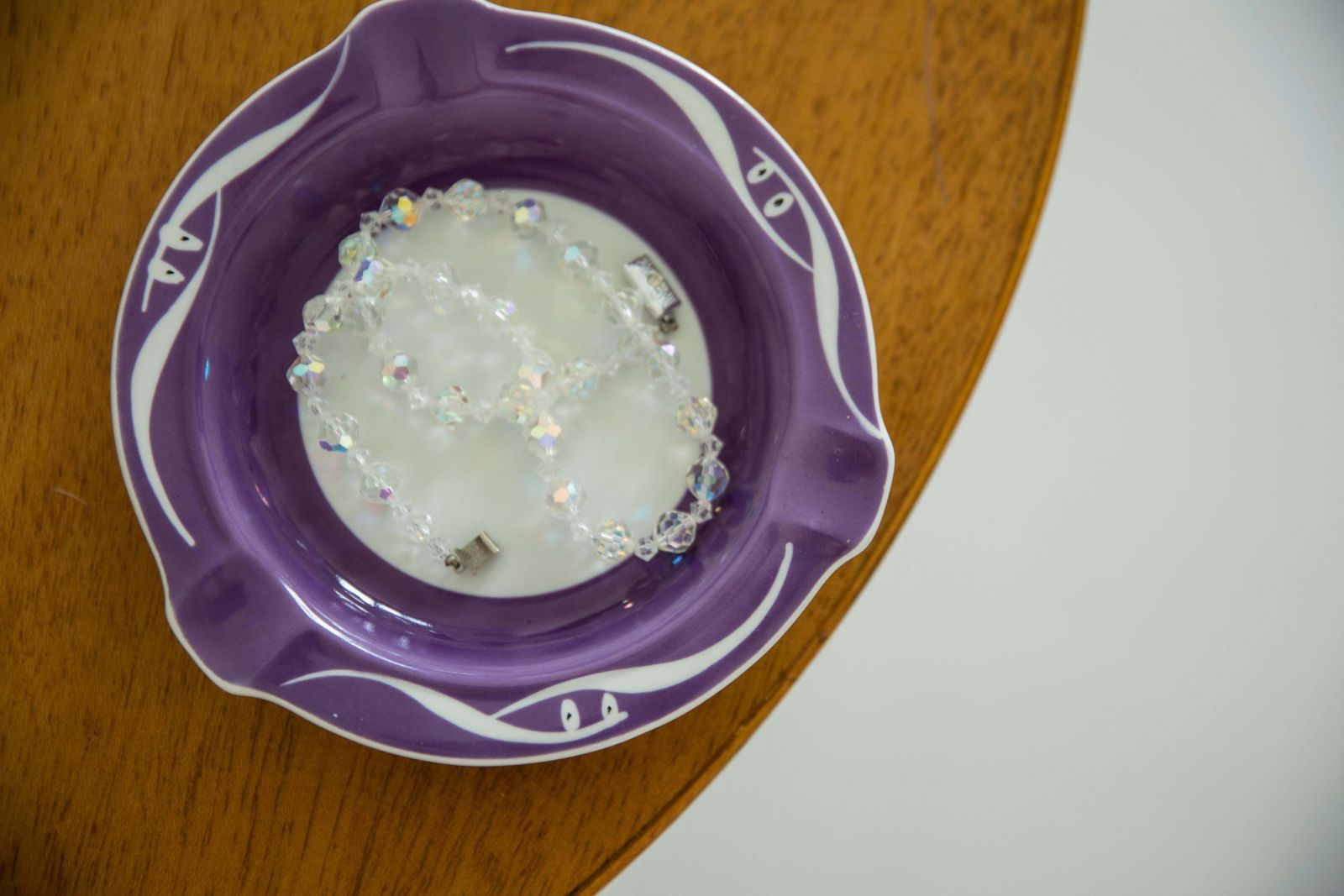 photo for sale Mid Century Porcelain Ceramic Purple Violet Ashtray, Europe, 1970s