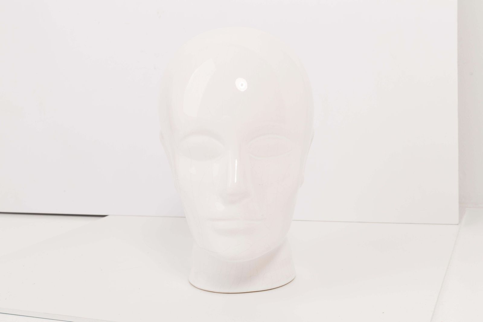 White Vintage Decorative Mannequin Porcelain Head Sculpture, 1970s, Germany photo Art