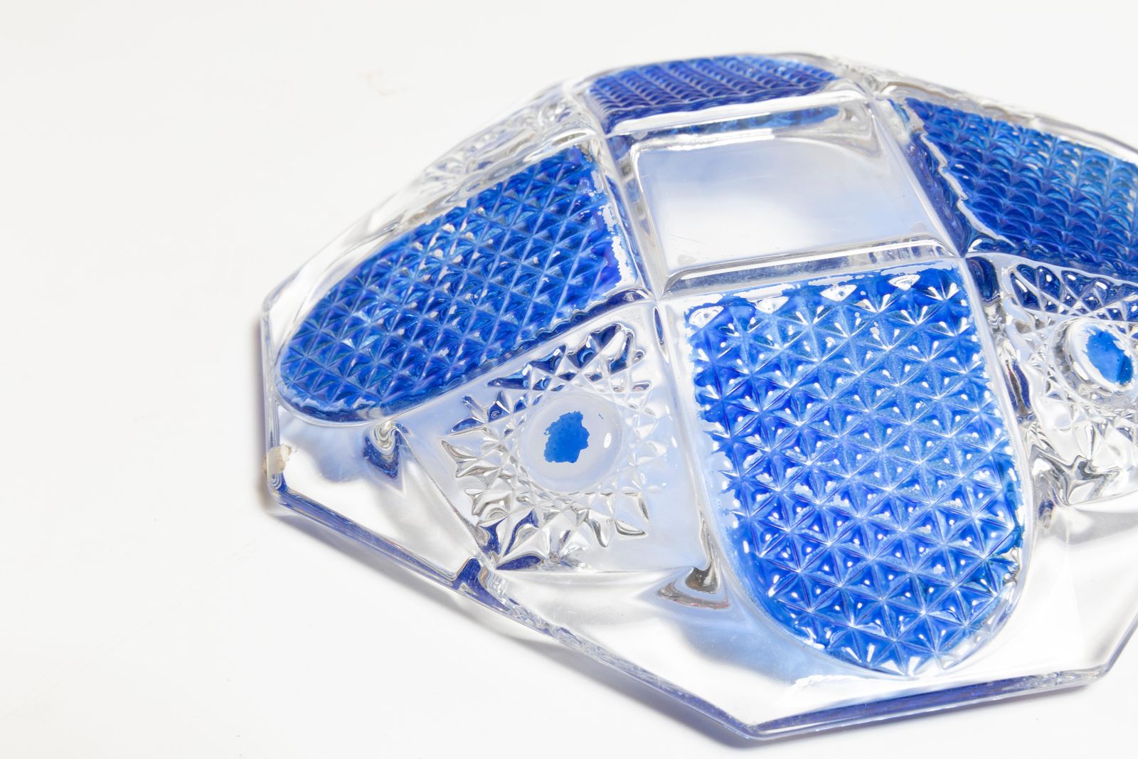 Mid Century Blue And Transparent Glass Bowl Ashtray Element, Italy, 1970s photo vinterior