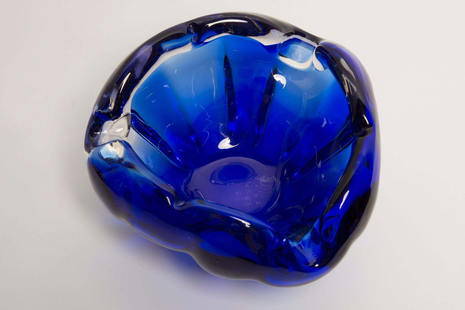 Mid Century Murano Blue Glass Bowl Ashtray Element, Italy, 1970s photo vinterior
