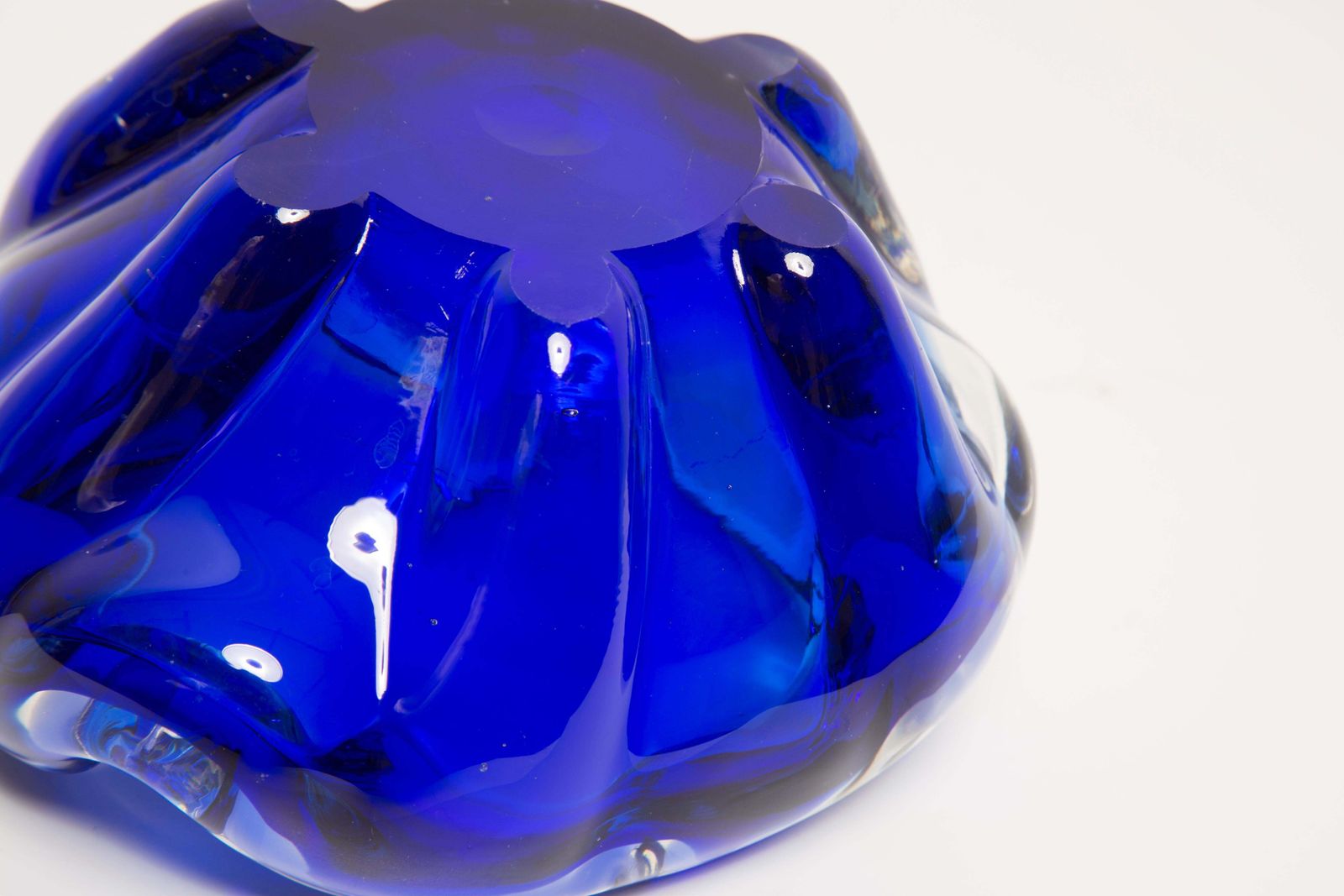 photo for sale Mid Century Murano Blue Glass Bowl Ashtray Element, Italy, 1970s