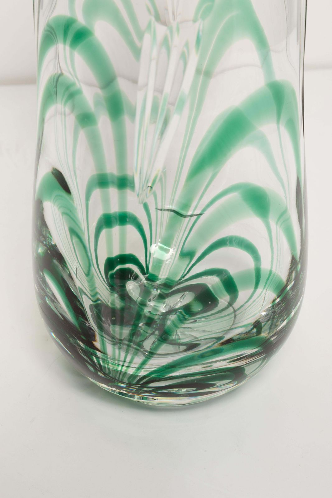 Mid Century Vintage Transparent And Green Crystal Vase, Italy, 1960s photo vinterior