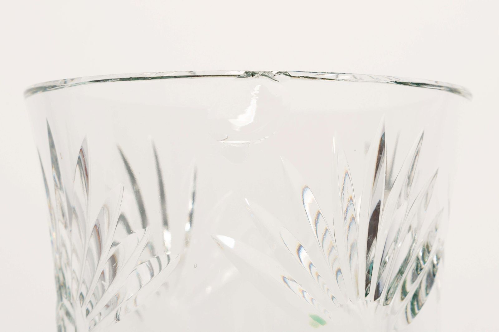 Mid Century Vintage Transparent And Green Crystal Vase, Italy, 1960s photo buy