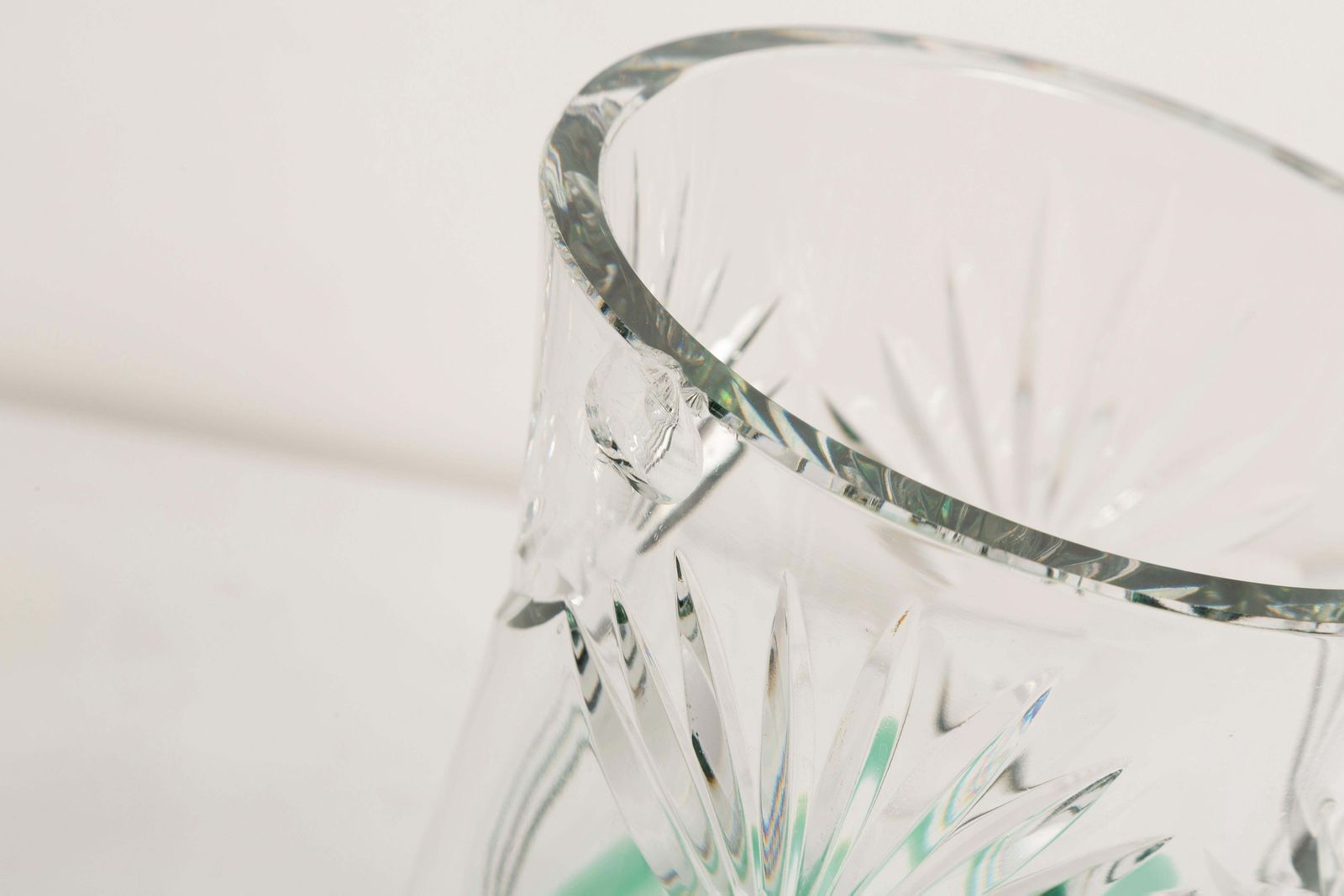 photo for sale Mid Century Vintage Transparent And Green Crystal Vase, Italy, 1960s