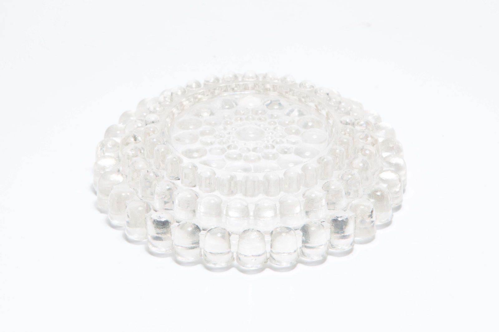 Mid Century Crystal Glass Dots Bubbles Ashtray Bowl, Italy, 1970s photo vintage