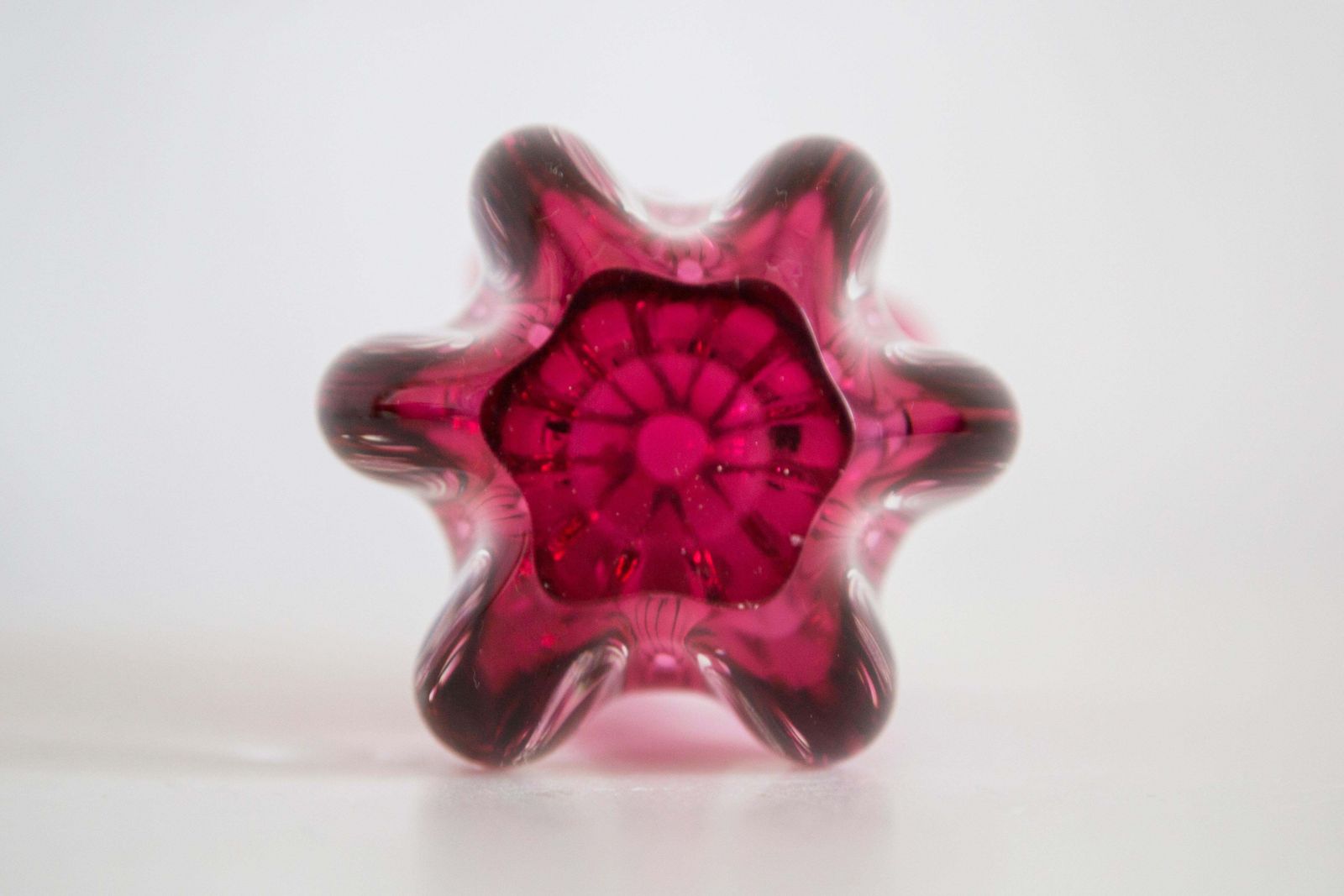 Home Decor Mid Century Crystal Pink Glass Artistic Vase, Rubin Glass, Czech Republic, 1970s photo