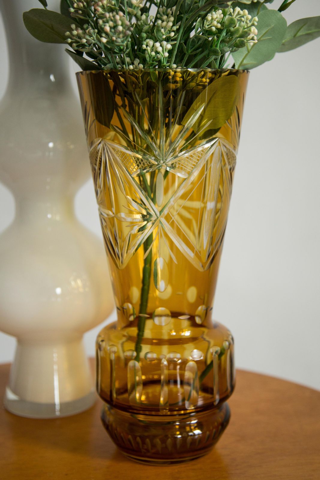 Mid Century Vintage Big Yellow Crystal Vase, 20th Century, Europe, 1960s photo furniture