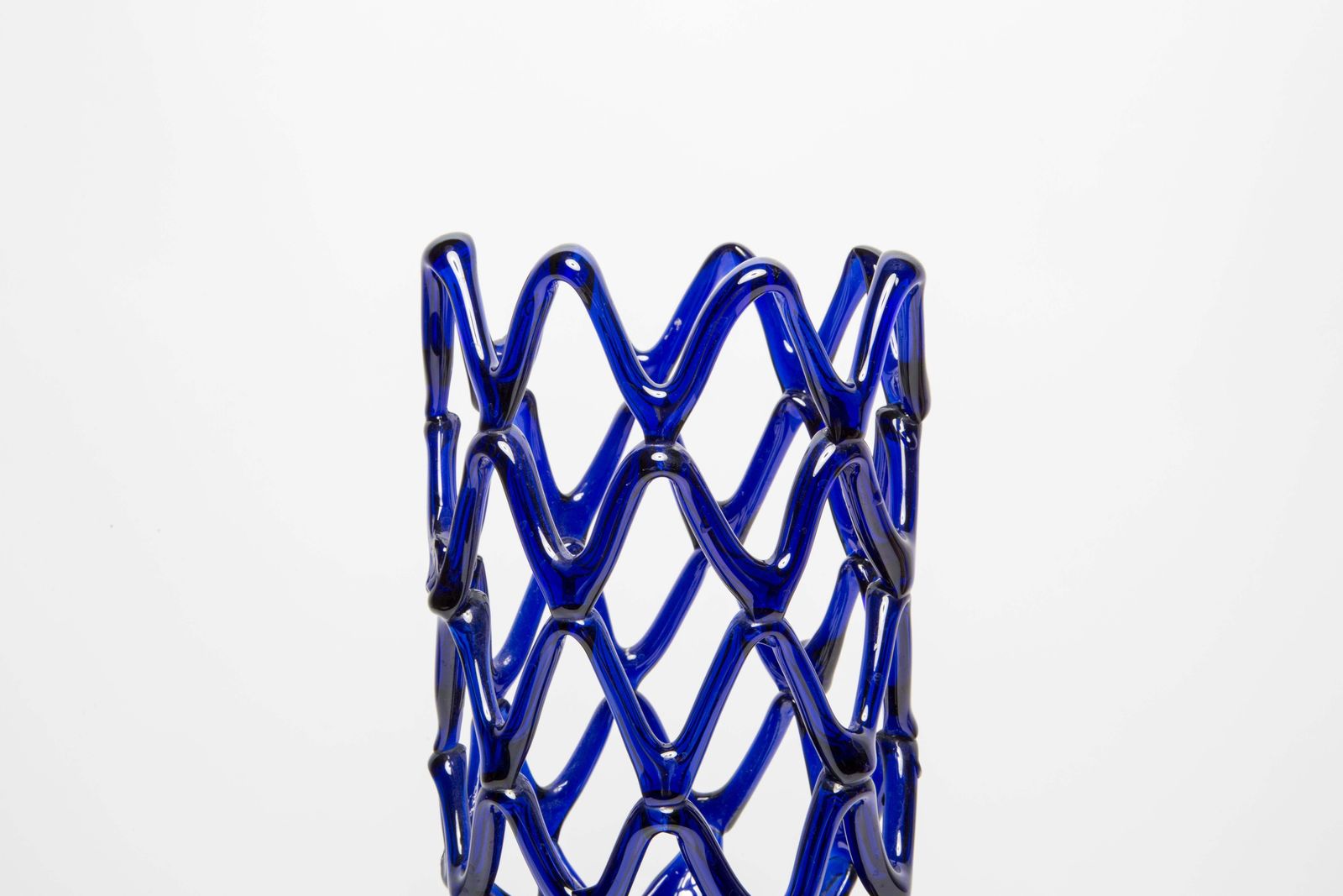 Mid Century Vintage Artistic Glass Dark Blue Navy Vase, Europe, 1970s photo for sale