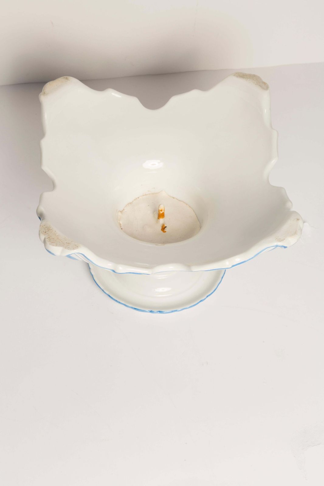 photo furniture 20th Century Ceramic White And Blue Candlestick, France, 1960s