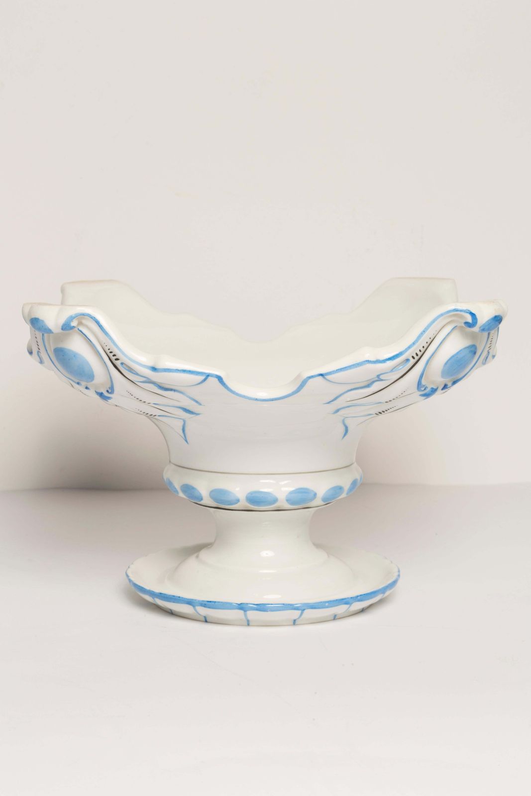 photo for sale 20th Century Ceramic White And Blue Candlestick, France, 1960s
