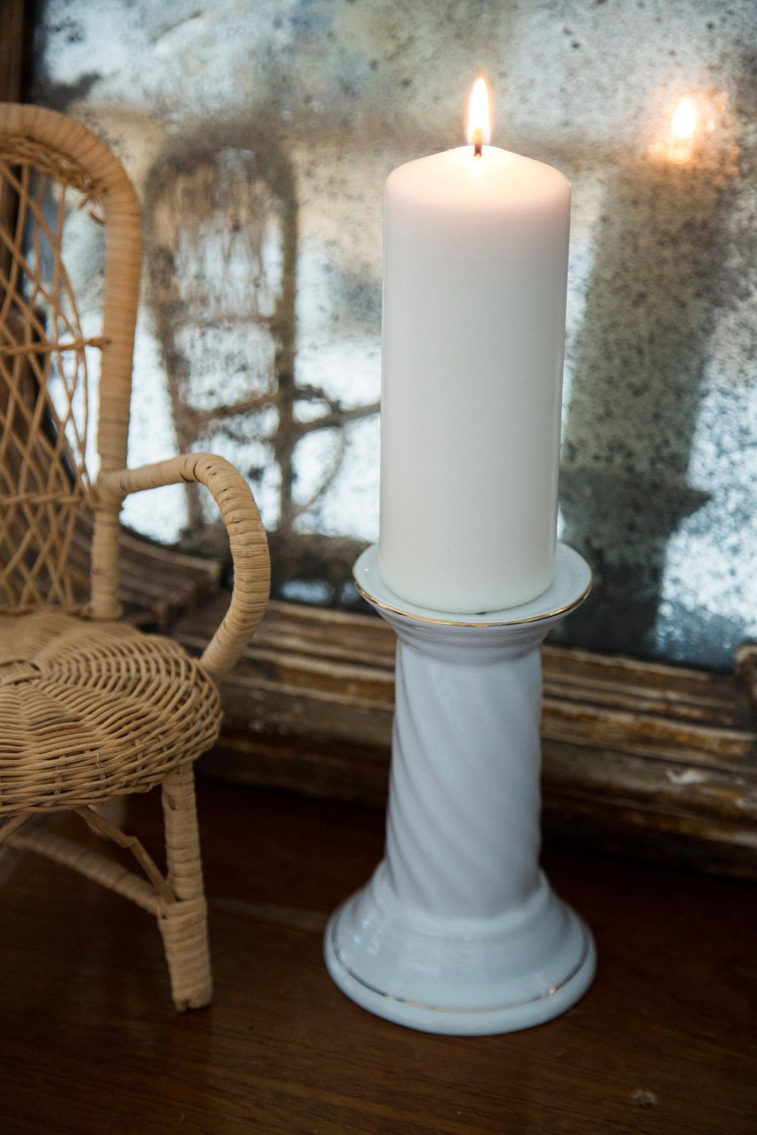 20th Century Ceramic White Candlestick, France, 1960s photo for sale