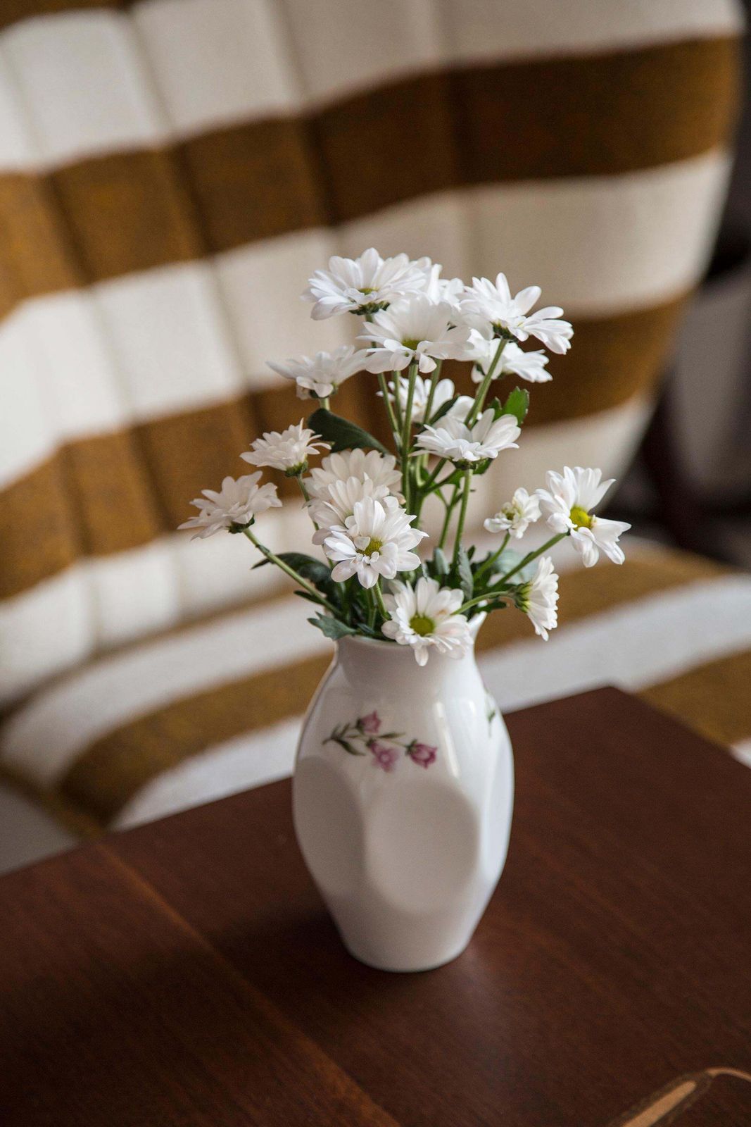Midcentury Porcelain White Mini Vase With Roses, Hand Painted, Europe, 1960s photo furniture