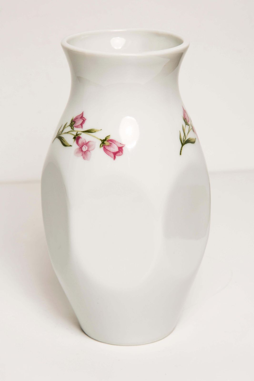 Midcentury Porcelain White Mini Vase With Roses, Hand Painted, Europe, 1960s photo buy