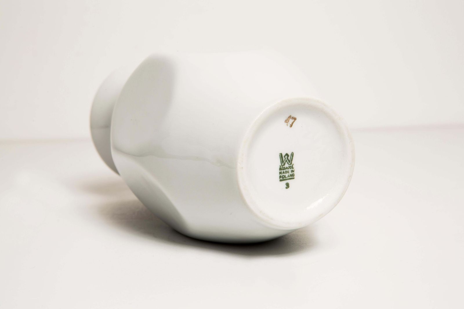 Midcentury Porcelain White Mini Vase With Roses, Hand Painted, Europe, 1960s photo vintage