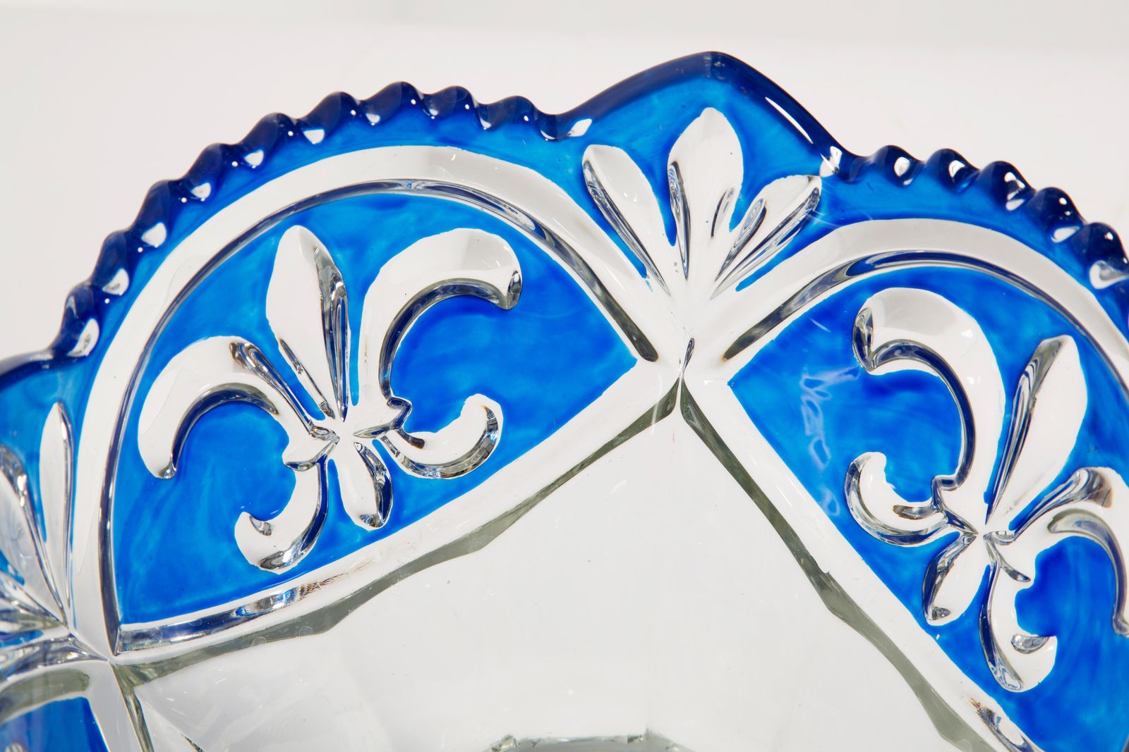 Vintage Blue Decorative Crystal Glass Plate, Italy, 1960s photo vinterior