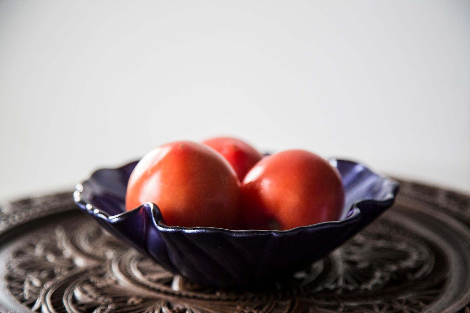 Midcentury Vintage Violet Purple Flower Decorative Glass Plate, Italy, 1960s photo for sale