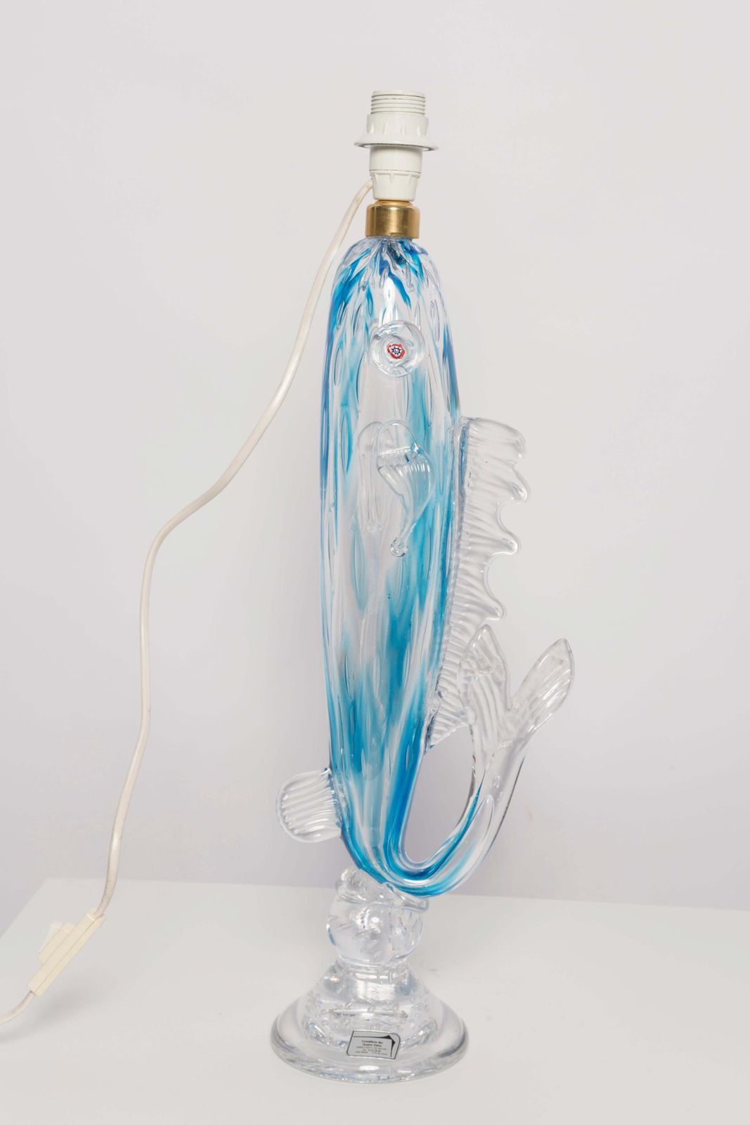 photo for sale Mid Century Table Fish Lamp Glass, France, 1960s