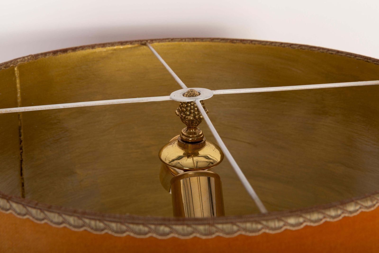 photo vinterior Mid Century Table Hollywood Regency Orange Lamp, Velvet, France, 1960s